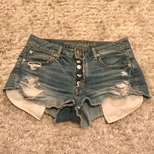 Medium wash jean shorts